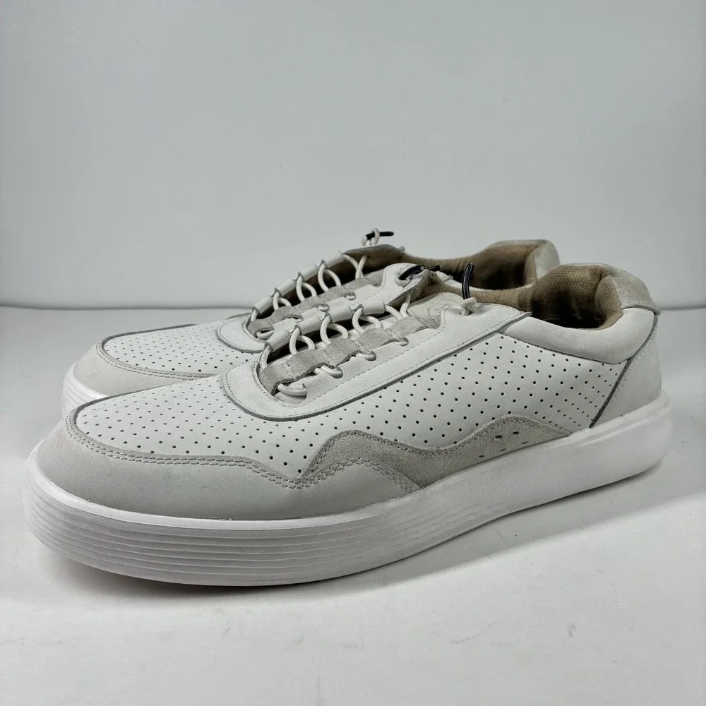 HEY DUDE Hudson M Leather Men's US 12 White Atmosphere/Bone Sneakers 41239-100